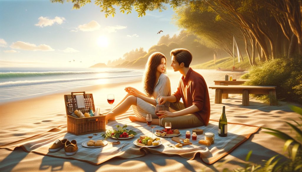 Idealna randka: piknik nad brzegiem morza